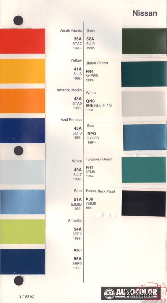 1990-1994 Nissan Paint Charts Autocolor